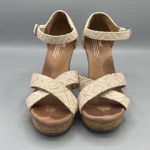 Tom's Sz 9 Sienna Platform Ankle Strap Wedge Sandals